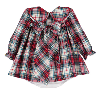 Sophie & Lucas Girls Red Holiday Plaid Petal Collar Dress by Sophie & Lucas