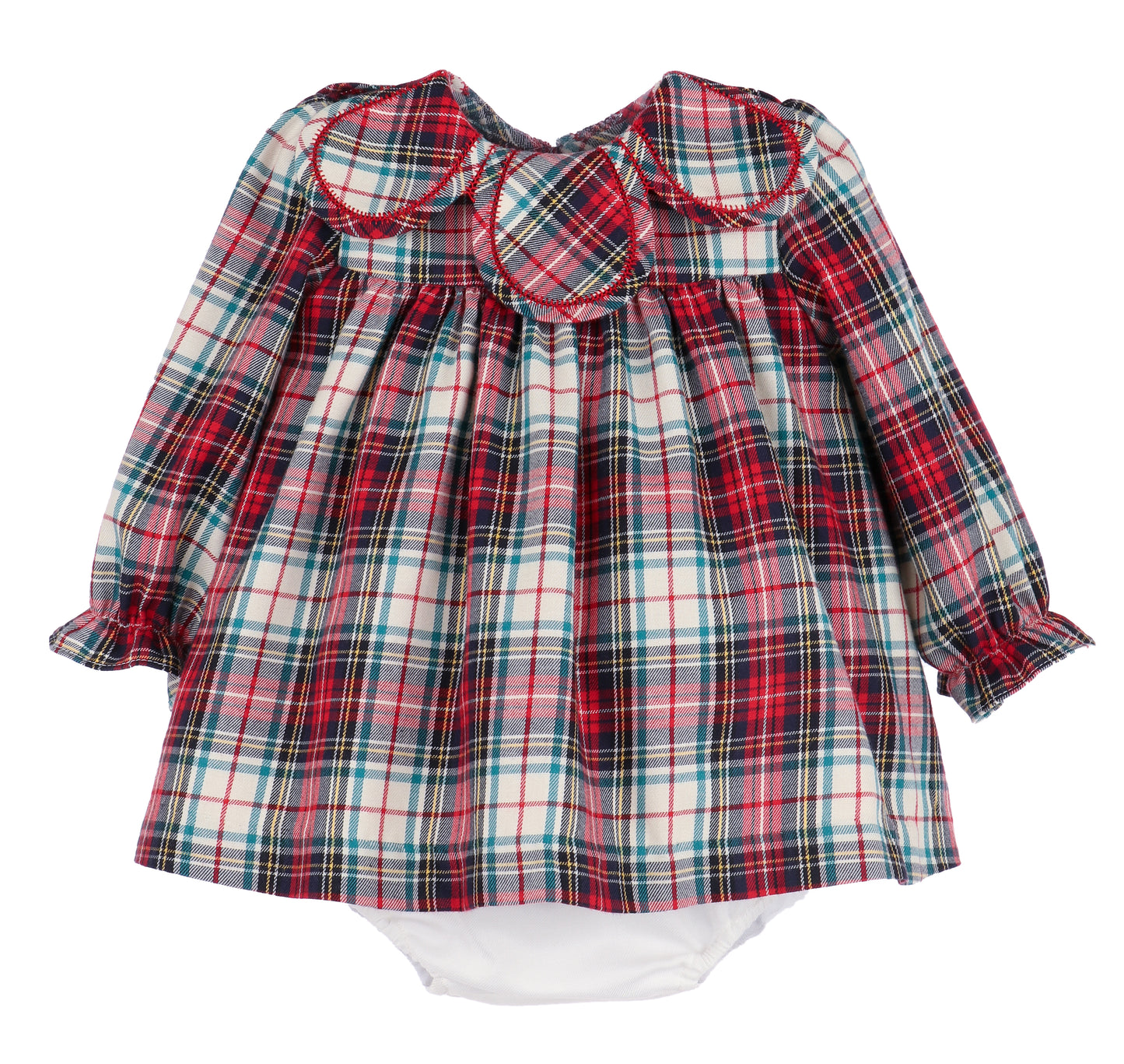 Sophie & Lucas Girls Red Holiday Plaid Petal Collar Dress by Sophie & Lucas