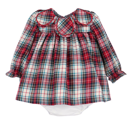 Sophie & Lucas Girls Red Holiday Plaid Petal Collar Dress by Sophie & Lucas