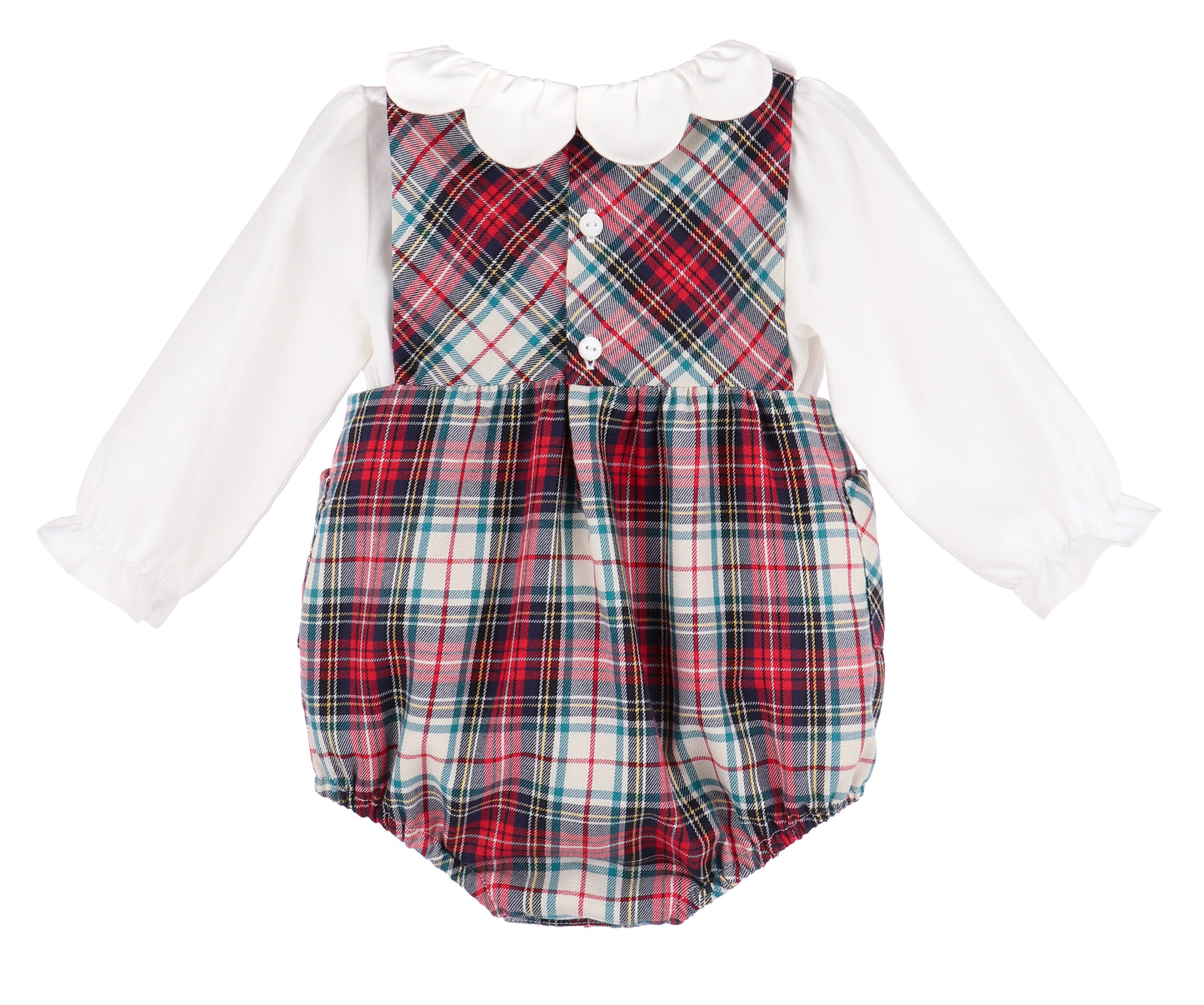 Sophie & Lucas Girls Red Holiday Plaid Bubble with Bow - Scallop Collar Blouse by Sophie & Lucas