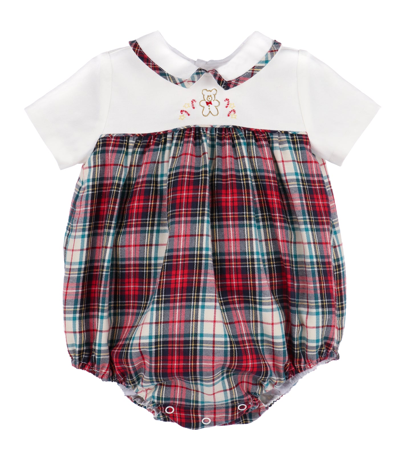 Sophie & Lucas Boys Red Holiday Plaid Christmas Teddy Bear Bubble by Sophie & Lucas