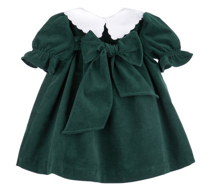 Sophie & Lucas Girls Holly Jolly Velvet Embroidered Collar Dress - Green by Sophie & Lucas