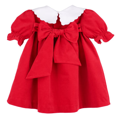 Sophie & Lucas Girls Holly Jolly Embroidered Collar Velvet Dress - Red 18M Sophie & Lucas Girls Holly Jolly Embroidered Collar Velvet Dress - Red 18M