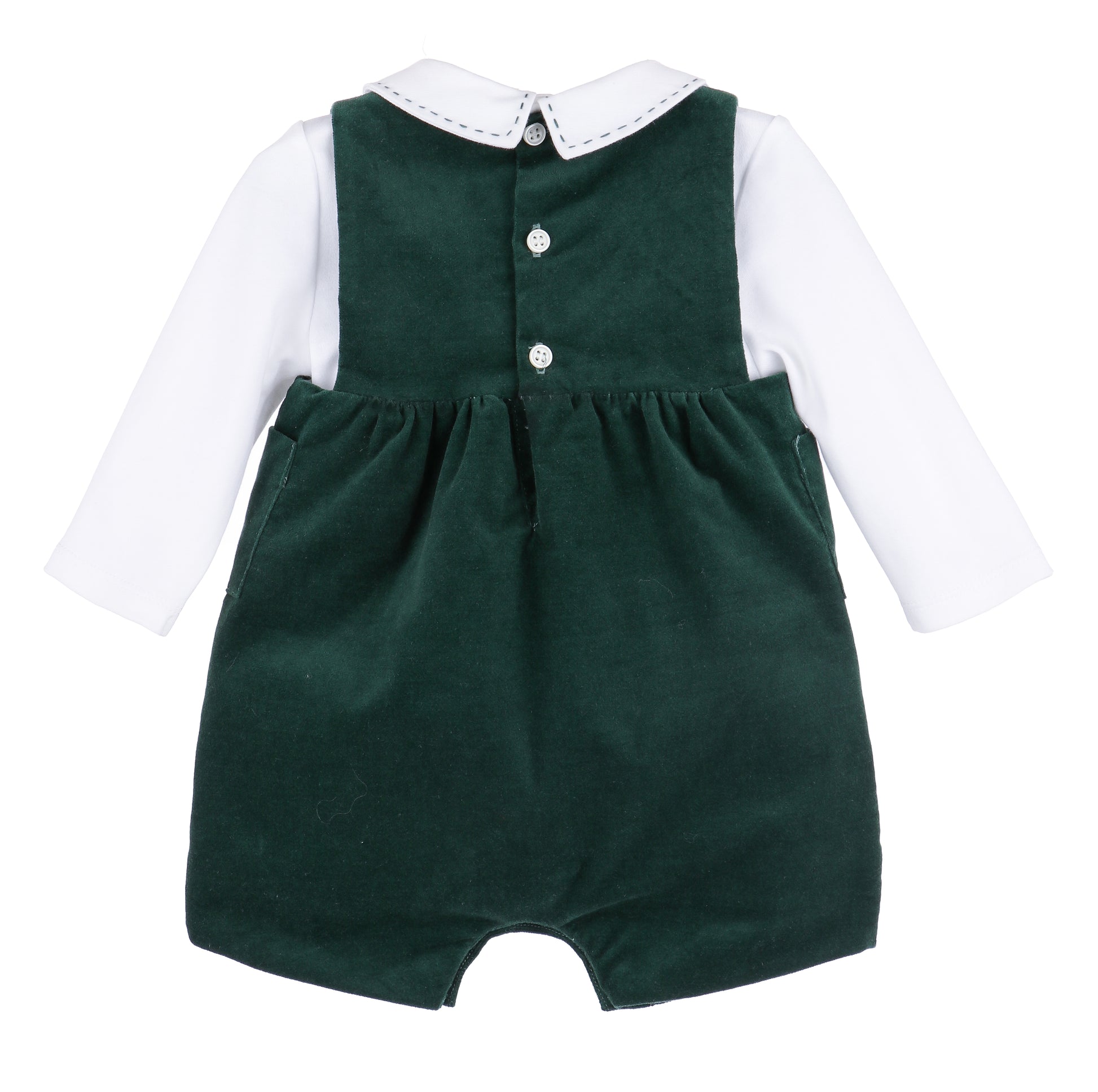 Sophie & Lucas Boys Holly Jolly Velvet Shortall - Green