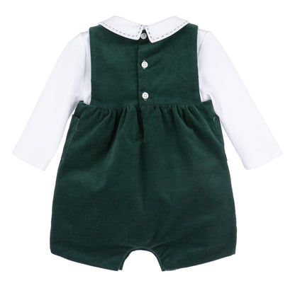 Sophie & Lucas Boys Holly Jolly Velvet Shortall - Green by Sophie & Lucas