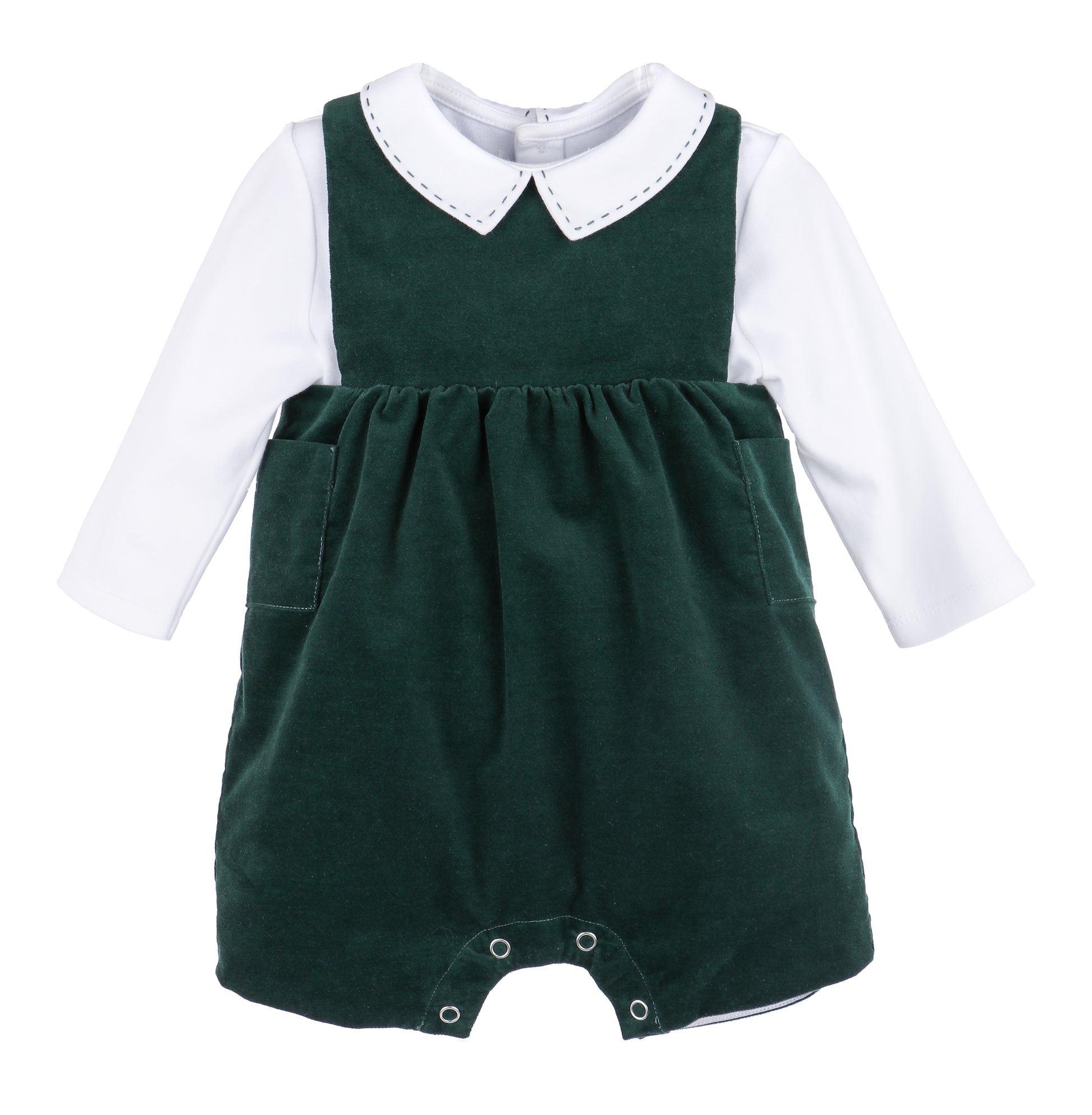 Sophie & Lucas Boys Holly Jolly Velvet Shortall - Green