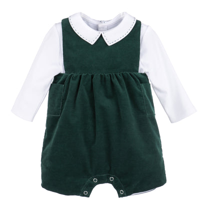 Sophie & Lucas Boys Holly Jolly Velvet Shortall - Green by Sophie & Lucas