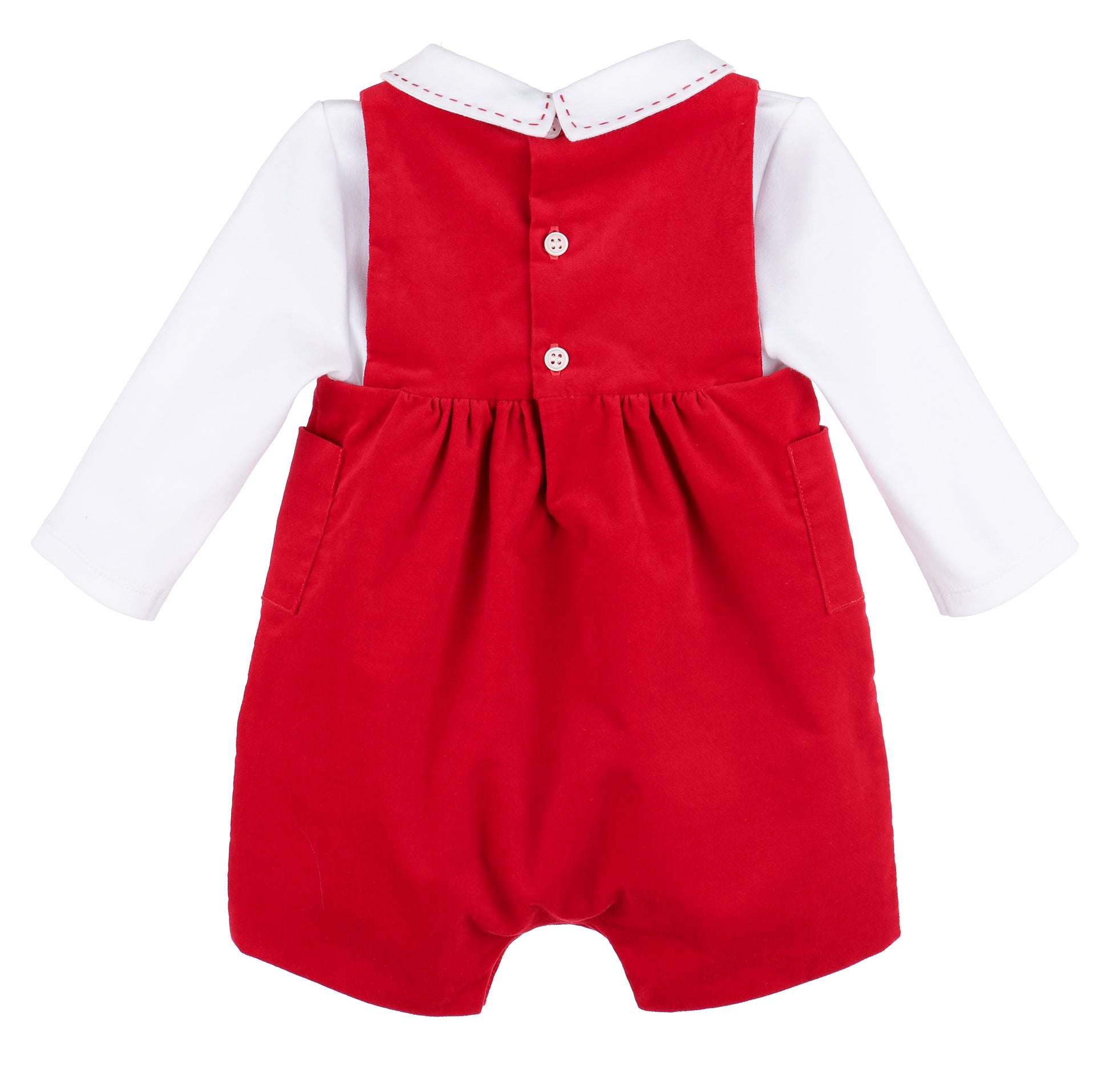 Sophie & Lucas Boys Holly Jolly Velvet Shortall - Red