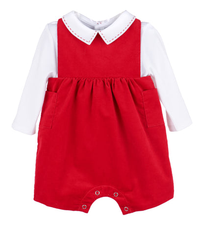 Sophie & Lucas Boys Holly Jolly Velvet Shortall - Red by Sophie & Lucas
