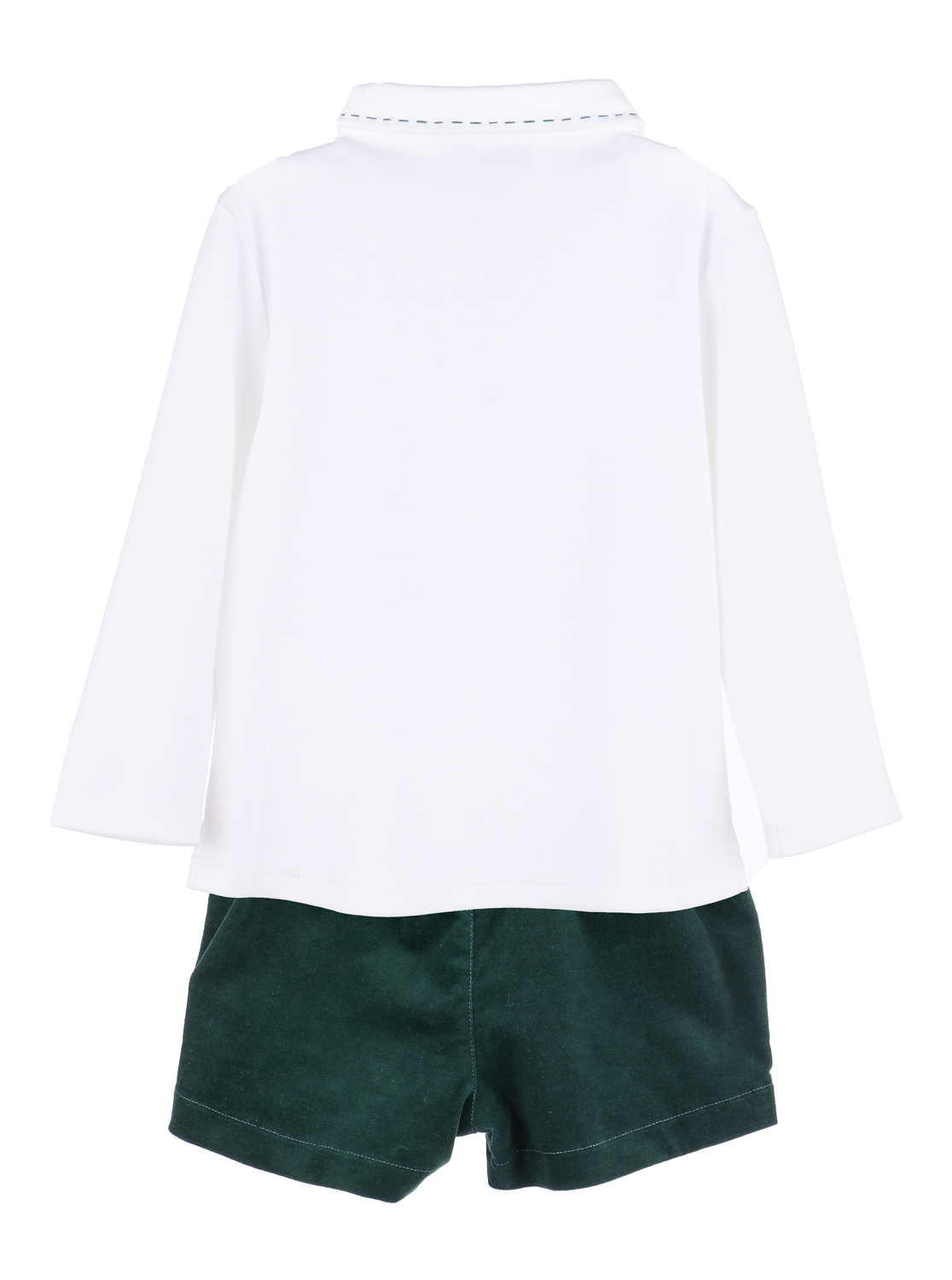 Sophie & Lucas Boys Dressy Green Velvet Shorts Set with Shirt