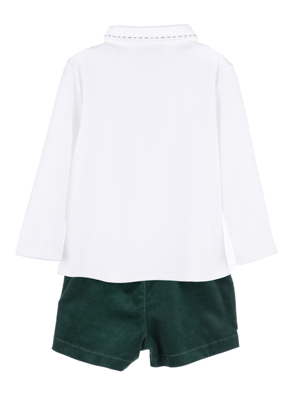 Sophie & Lucas Boys Dressy Green Velvet Shorts Set with Shirt by Sophie & Lucas