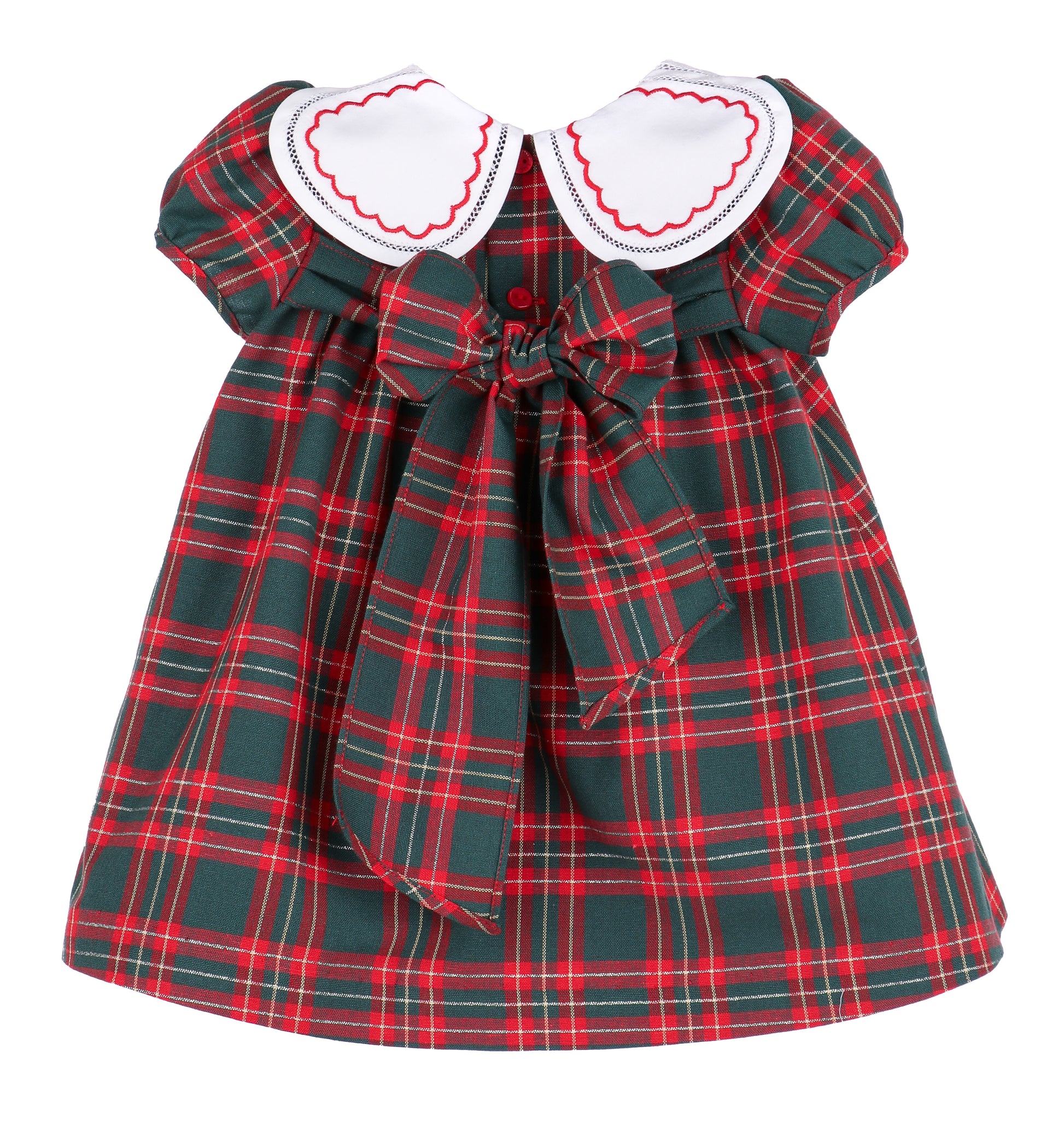 Sophie & Lucas Girls Red & Green Holiday Plaid Dress - Embroidered Petal Collar 5 Sophie & Lucas Girls Red & Green Holiday Plaid Dress - Embroidered Petal Collar 5