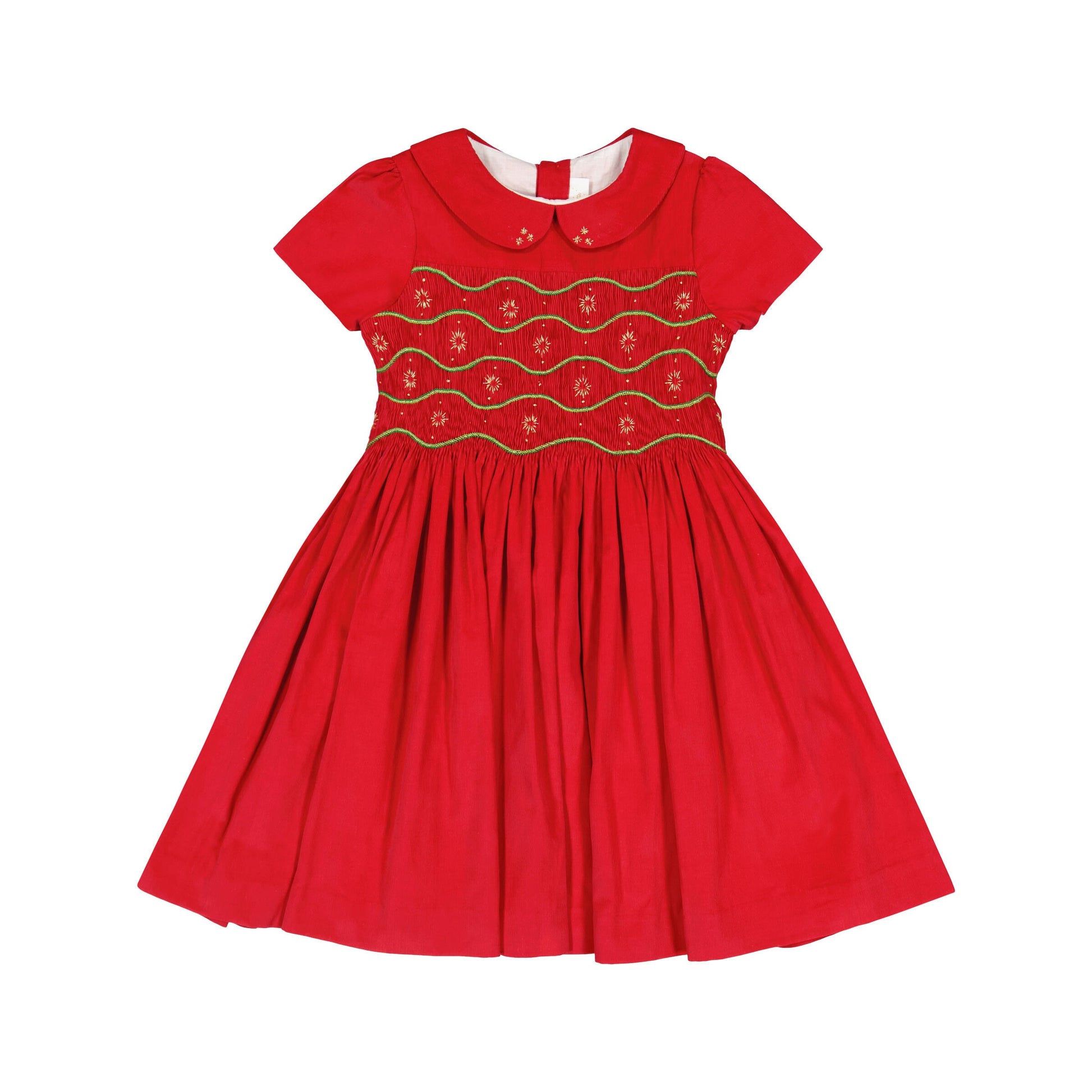 Antoinette Paris Girls Stella Dress - Fully Smocked Bodice - Red Corduroy