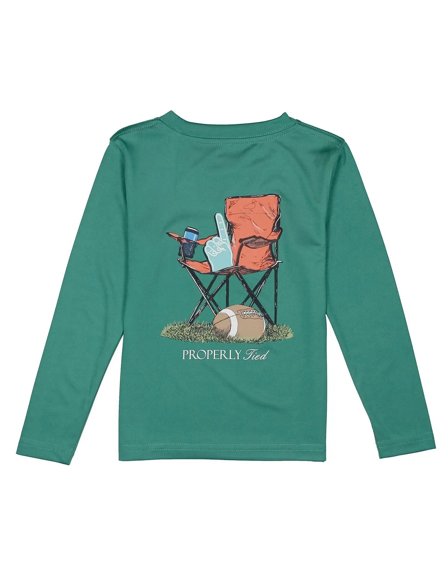 Properly Tied Boys Performance Long Sleeve Tee Shirt - Sidelines on Teal