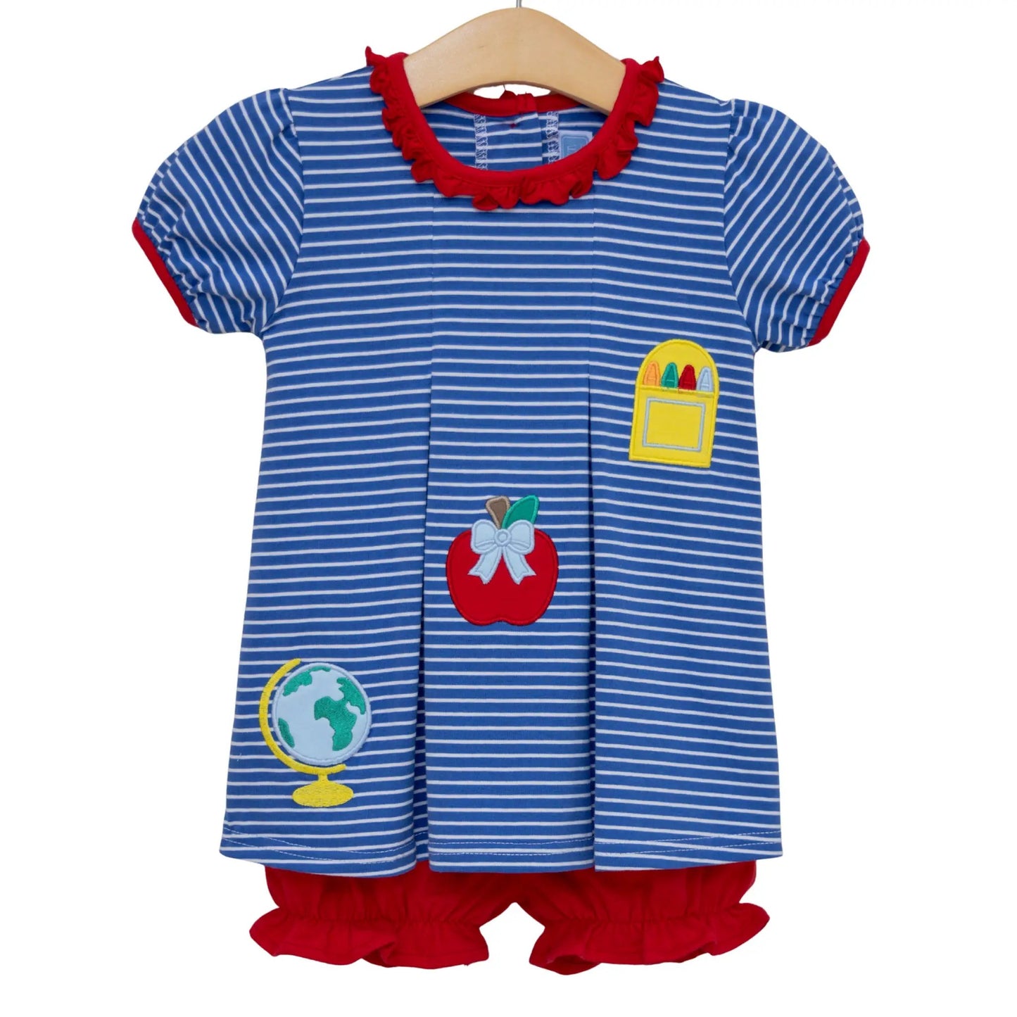 Trotter Street Kids Girls Royal Blue School Supplies Trio Bloomers Set