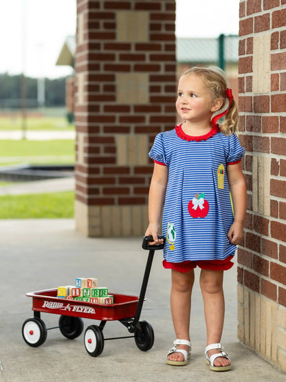 Trotter Street Kids Girls Royal Blue School Supplies Trio Bloomers Set