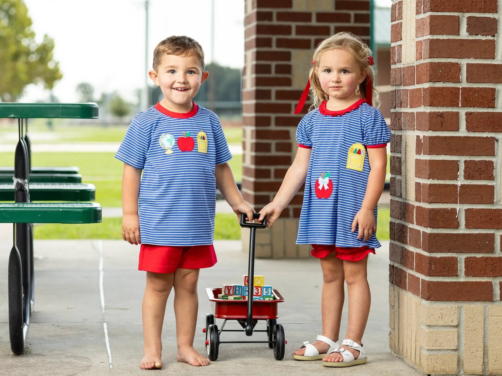 Trotter Street Kids Girls Royal Blue School Supplies Trio Bloomers Set