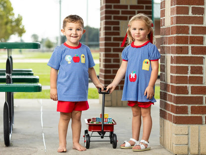Trotter Street Kids Girls Royal Blue School Supplies Trio Bloomers Set