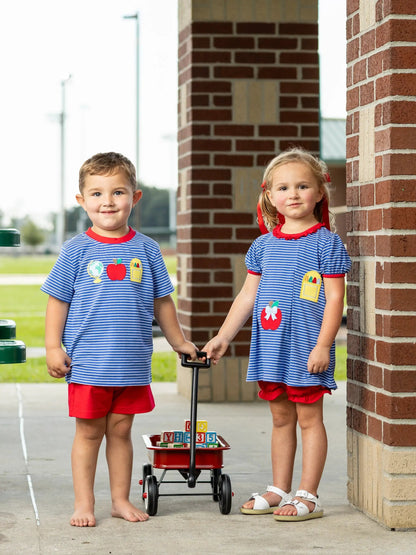 Trotter Street Kids Girls Royal Blue School Supplies Trio Bloomers Set
