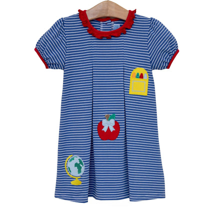 Trotter Street Kids Girls Royal Blue School Supplies Trio Dress