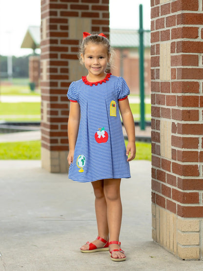 Trotter Street Kids Girls Royal Blue School Supplies Trio Dress