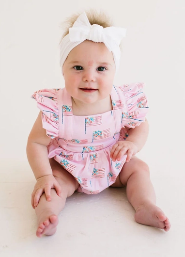 Ollie Jay Baby Girls Emmy Bubble - Pink Flags