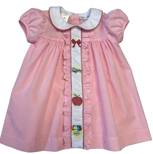LuLu BeBe Girls Back to School Embroidered Dress with Collar