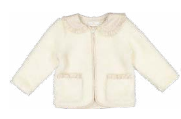 Sal & Pimenta Girls Ivory Fleece Jacket - Winter Blossom Floral Trim - Pink