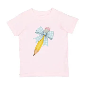 Sweet Wink Girls Pink Back to School Shirt - Pencil with Bow