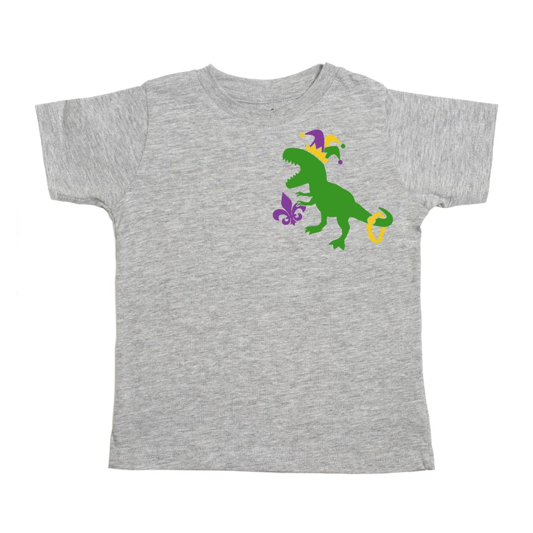 Sweet Wink Boys Mardi Gras Party Dino Short Sleeve T-Shirt - Gray by Sweet Wink
