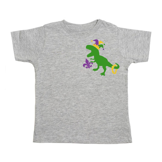 Sweet Wink Boys Mardi Gras Party Dino Short Sleeve T-Shirt - Gray by Sweet Wink