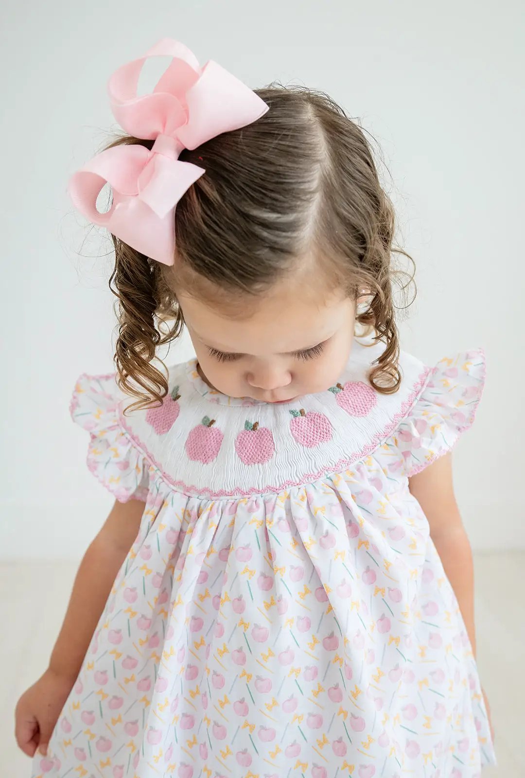 Shop Teeta Girls Pink Smocked Apples Print Bloomers Set