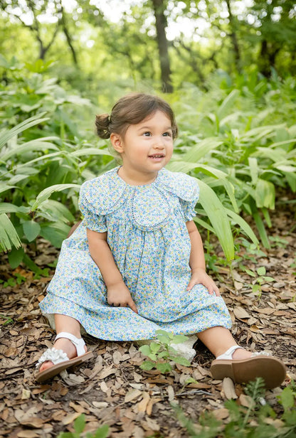 Shop Teeta Girls Summer Floral Morgan Dress - Petal Collar by Shop Teeta