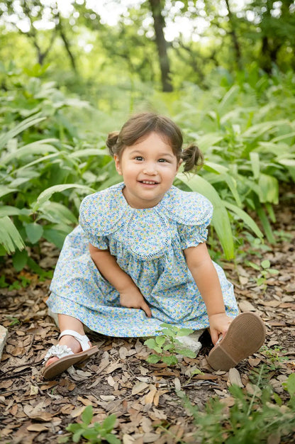 Shop Teeta Girls Summer Floral Morgan Dress - Petal Collar by Shop Teeta