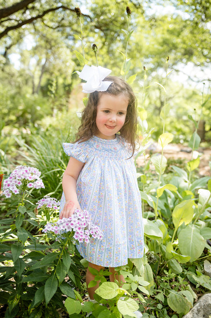 Shop Teeta Girls Kate Smocked Bishop Dress - Sweetie Bow Floral by Shop Teeta