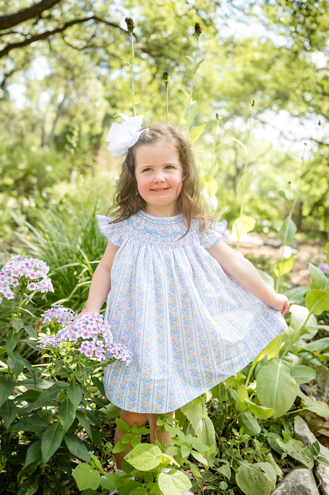 Shop Teeta Girls Kate Smocked Bishop Dress - Sweetie Bow Floral