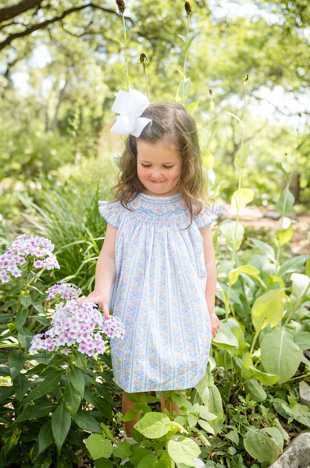 Shop Teeta Girls Kate Smocked Bishop Dress - Sweetie Bow Floral by Shop Teeta