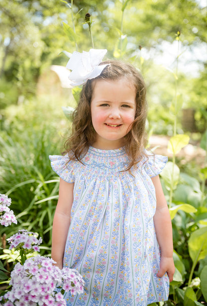 Shop Teeta Girls Kate Smocked Bishop Dress - Sweetie Bow Floral by Shop Teeta