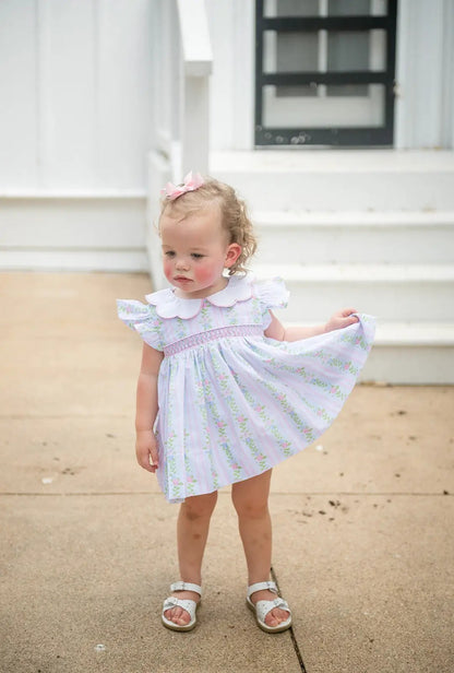 Shop Teeta Girls Sidney Smocked Floral Dress - Scallop Collar by Shop Teeta
