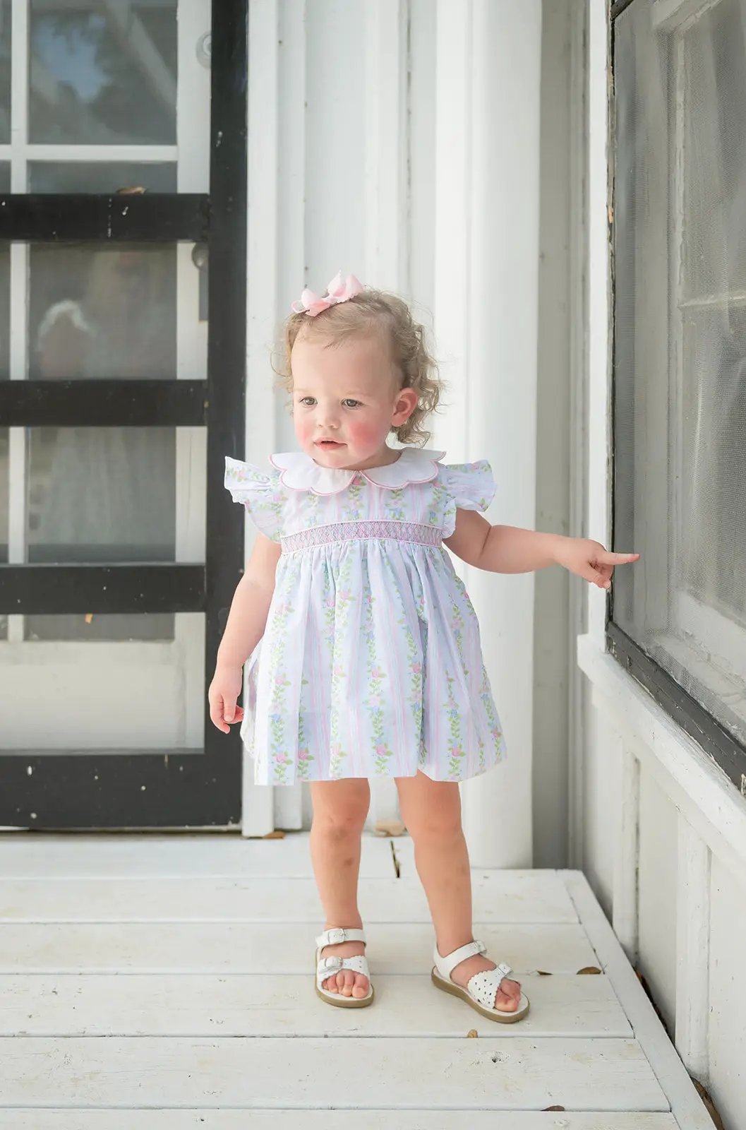Shop Teeta Girls Sidney Smocked Floral Dress - Scallop Collar