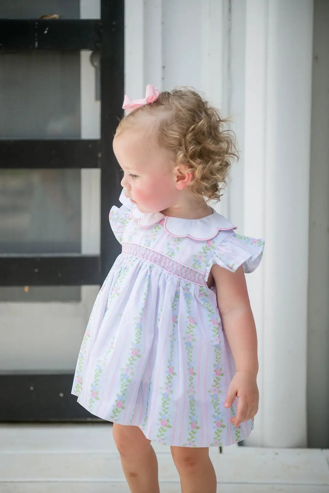 Shop Teeta Girls Sidney Smocked Floral Dress - Scallop Collar