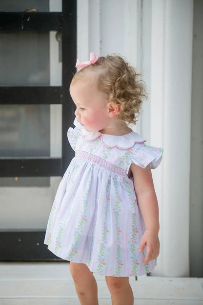 Shop Teeta Girls Sidney Smocked Floral Dress - Scallop Collar by Shop Teeta