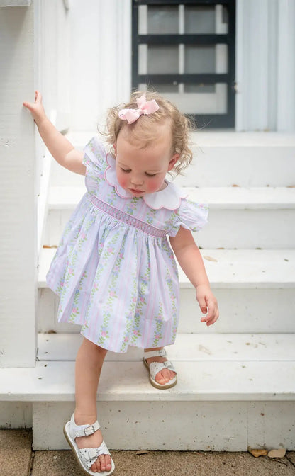 Shop Teeta Girls Sidney Smocked Floral Dress - Scallop Collar by Shop Teeta