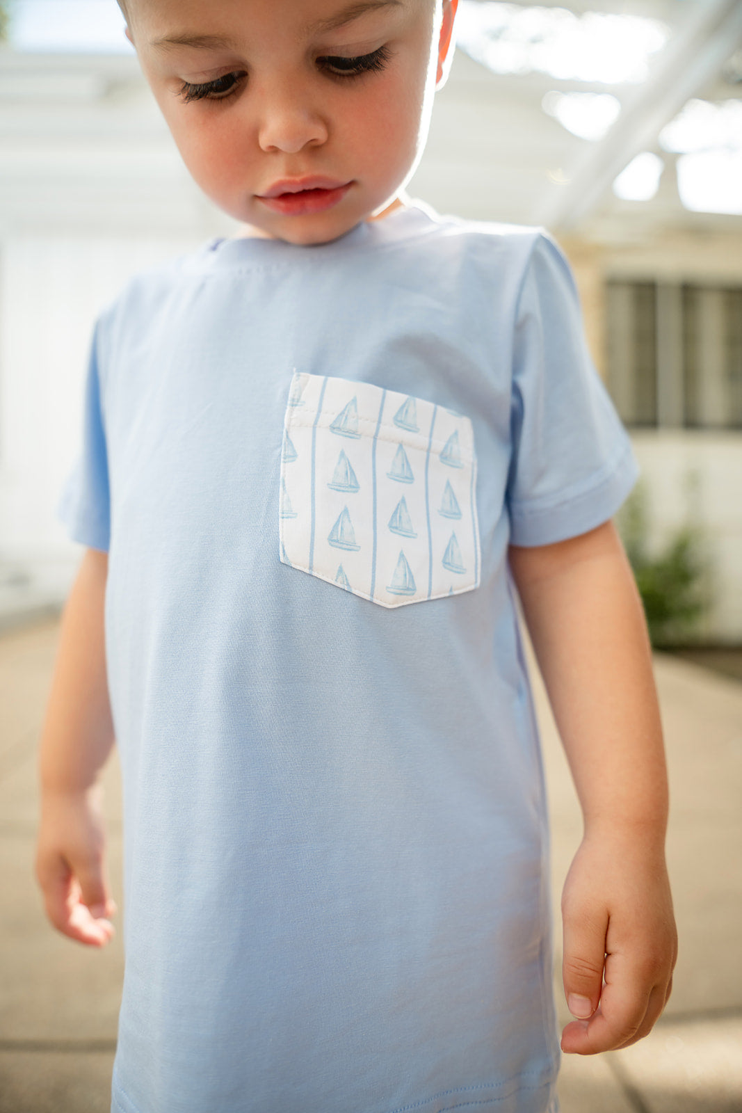 Shop Teeta Boys Wyatt Shorts Set - Blue Set Sail Boats by Shop Teeta
