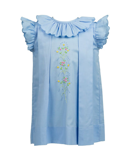 Proper Peony Girls Blue Sid Scallop Pleat Dress by Proper Peony