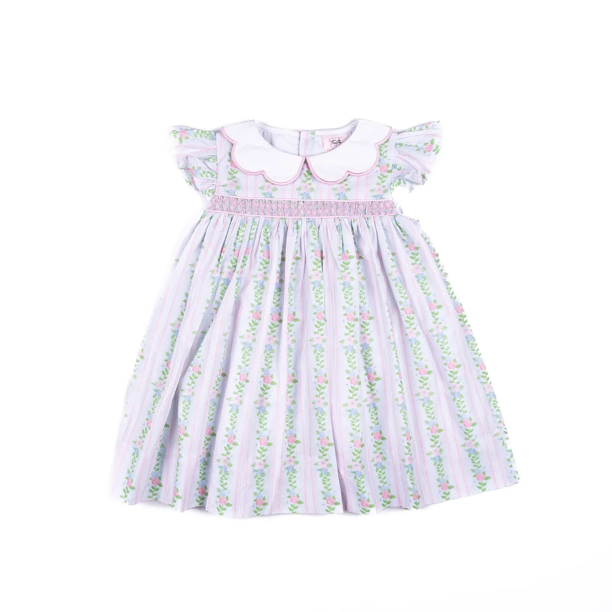 Shop Teeta Girls Sidney Smocked Floral Dress - Scallop Collar