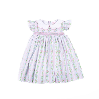 Shop Teeta Girls Sidney Smocked Floral Dress - Scallop Collar by Shop Teeta