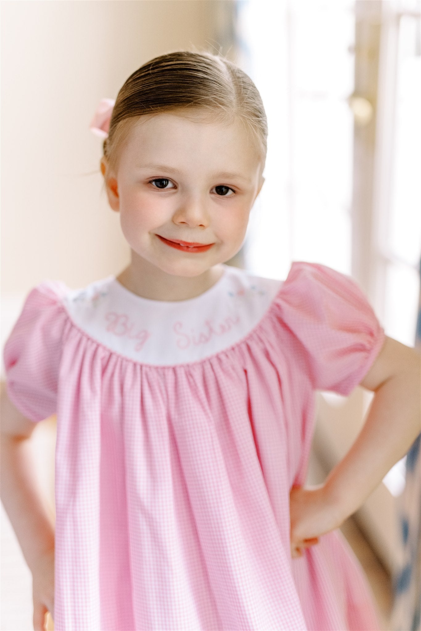 Proper Peony Girls Pink Check Sissy Big Sister Dress by Proper Peony