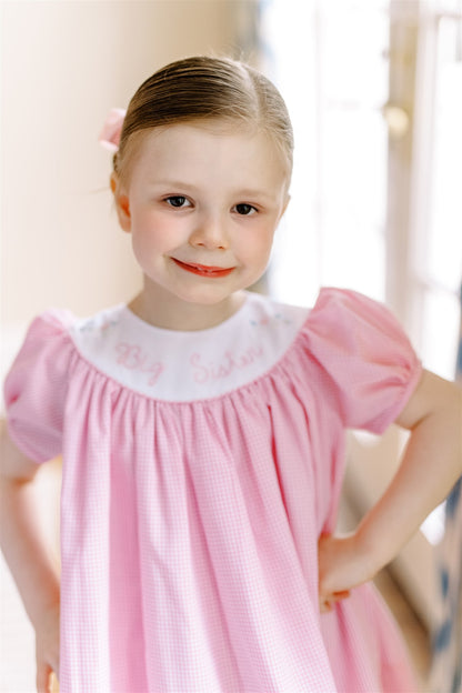 Proper Peony Girls Pink Check Sissy Big Sister Dress by Proper Peony