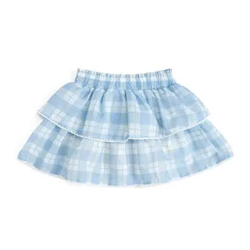 Sweet Wink Girls Light Blue Plaid Tiered Skirt
